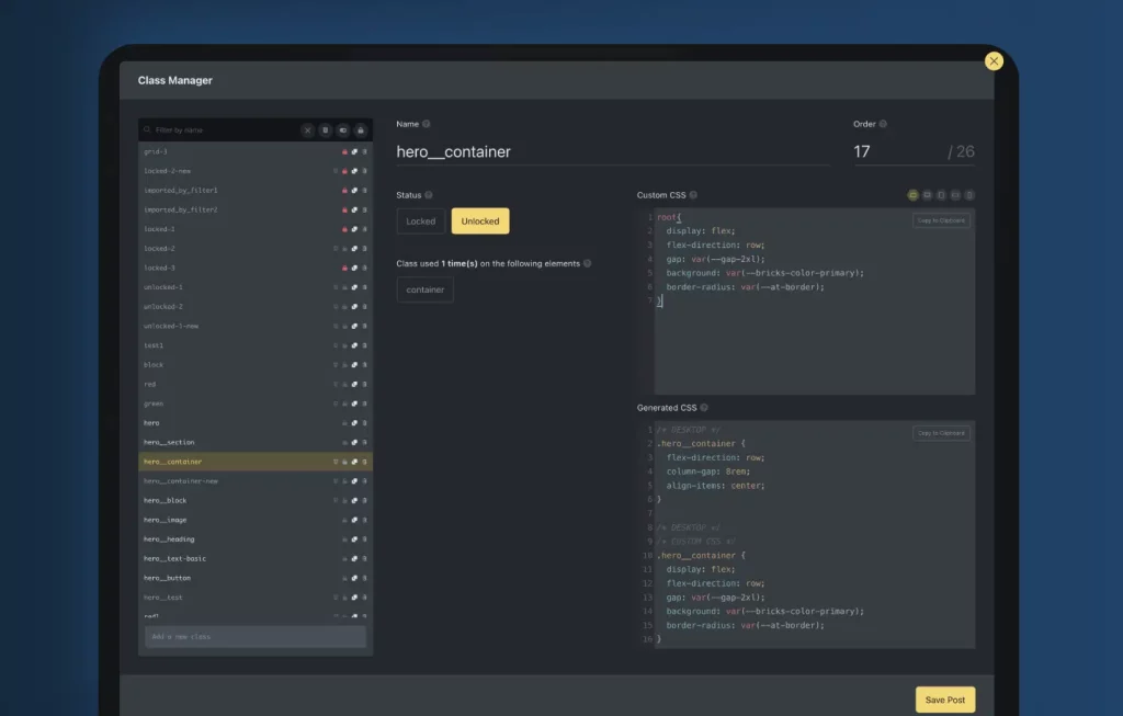 advanced themer class manager
