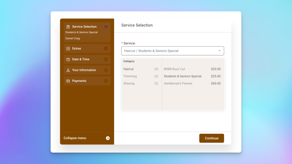 Amelia Booking example