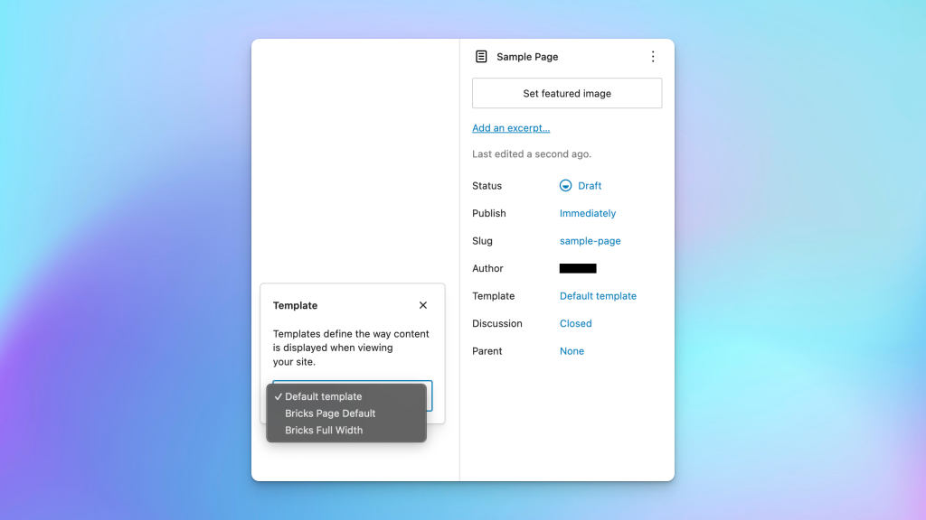 Template Selector for Bricks Builder Using WordPress Native Page Templates